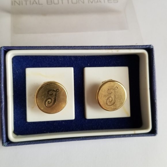 Vintage button mates by Dante button covers initial monogram gold tone J - Picture 4 of 10
